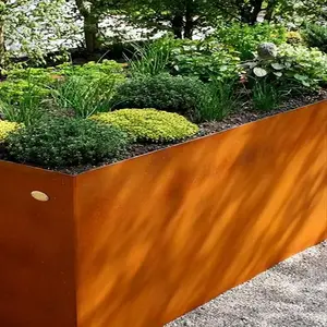 Metal Pots for Plants Big Rectangular Rusty Corten Steel Modern Outdoor Flower Pot Galvanized Metal Raised Garden Bed