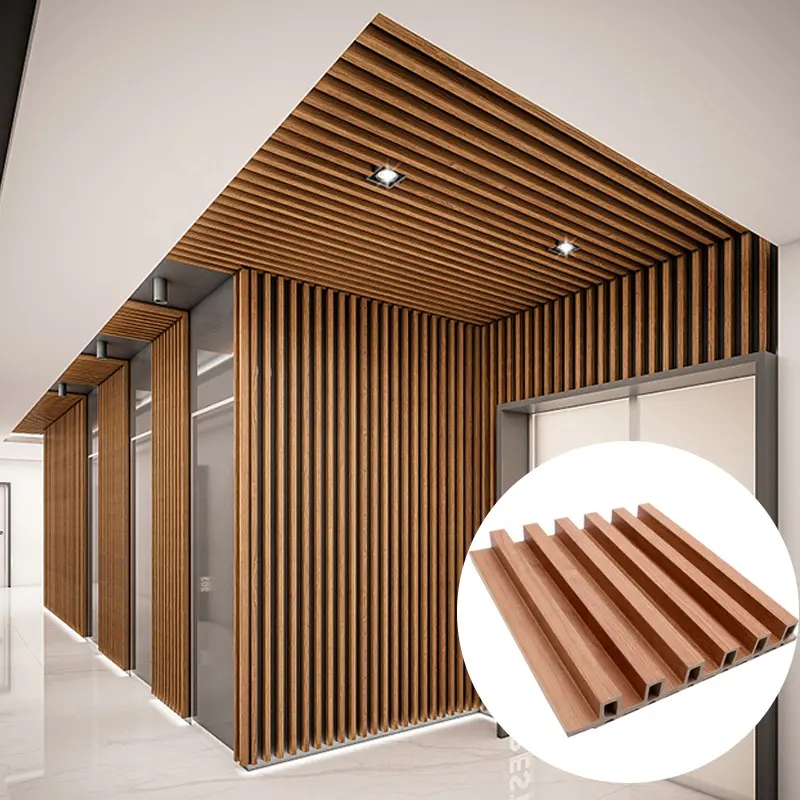 Professioneller Hersteller innenraum wasserdichte Holzmaserung Holz-Kunststoff-Verbundwerkstoff PVC-WPC-Wandplatten für Dekoration