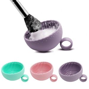 Mini Silicone Makeup <b>Brush</b> Cleaning Bowl UV Printing Portable <b>Scrubbing</b> Bowl Fits Universal <b>Brushes</b> Home Hotel Travel Use - Product Image 3