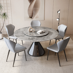 Juego de Mesa de <span class=keywords><strong>Comedor</strong></span> Redonda Moderna al por Mayor para 4, 6 u 8 Personas con Tapa de Piedra Sinterizada y Sillas de <span class=keywords><strong>Comedor</strong></span> para <span class=keywords><strong>Comedor</strong></span> y Restaurante - Product Image 6