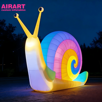 Escargot gonflable géant à LED pour la décoration des parcs, sculpture d'escargot gonflable personnalisée, animaux gonflables pour accessoires de scène