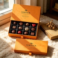 Boîte cadeau en carton rigide de luxe pour chocolats, avec logo personnalisé, écologique, avec poignée en ruban, 12 compartiments, pour l'emballage de bonbons