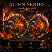 Pièce de monnaie interstellaire en cuivre pur 999 de 1 oz, 3D en relief, colorée UV, effet proof-like, Voyageur Galactique, Artisanat Métallique Artistique, Objet de collection