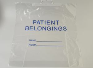 Sac d'effets personnels de patient en LDPE à bas prix avec poignée rigide pratique pour les soins hospitaliers et cliniques à utiliser avec couleur et logo personnalisés - Product Image 5