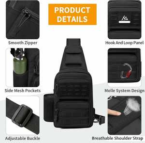กระเป๋าสะพายข้างแบบยุทธวิธี EDC สายเดี่ยว สะพายไหล่  แบบ MOLLE  กระเป๋าคาดอก  วัสดุโพลีเอสเตอร์  สายรัดแบบ Air Cushion - Product Image 4