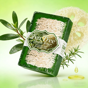 OEM Natural Loofah <b>Soap</b> Green Tea Handmade Essential Oil Bath Bar Exfoliating Anti-Acne Cleansing Massage Moisturizing Man Woman - Product Image 2