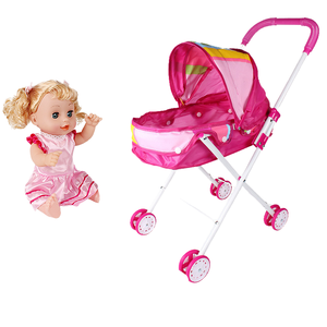 Poussette pliable pour bébé en plastique fabriquée en usine, jouet de simulation de voiture pour poupée, jouet pour enfants de 5 à 7 ans - Product Image 4