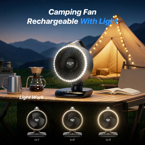 Ventilateur de camping portable 20000mAh, ventilateur alimenté par batterie rechargeable avec lanterne LED, ventilateurs USB-C à piles, ultra silencieux - Product Image 6