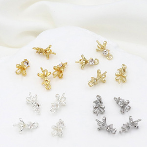 Pendentif DIY en or 18 carats avec fermoir en forme d'œil de mouton, support de perle micro-incrusté de zircon, support de perle vide, support de perle B31B - Product Image 2