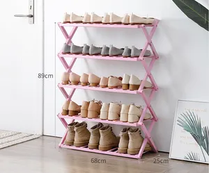 Suporte dobrável para sapatos, prateleira de bambu dobrável moderna para sala de estar, armazenamento on-line, 4 cores diferentes