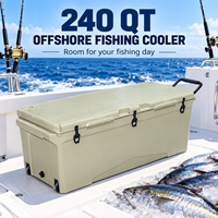 Grande glacière isotherme rotomoulée en plastique LLDPE de 240 QT, personnalisée et moderne, réutilisable, pour le transport de poisson, vin, aliments et eau salée, durable, 5 jours