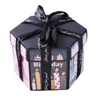 Boîte d'explosion d'anniversaire DIY : Artisanat en papier rigide avec lamination brillante et mate pour emballage cadeau, idée d'impression en relief et surprise