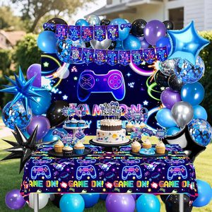 Décorations d'arche de ballons pour anniversaire sur le thème des jeux vidéo, bannière joyeux anniversaire, toile de fond, nappe de jeu, décoration de cupcakes, fournitures de fête - Product Image 2