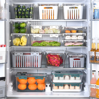 Ensemble de 3 boîtes de rangement pour réfrigérateur transparentes Conteneur de rangement pour réfrigérateur transparent Boîte de rangement pour aliments de cuisine avec panier d'égouttage