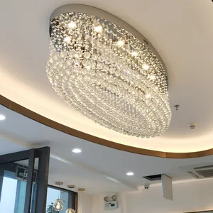 Super Brightness KTV Villa Hotel Lobby Restaurant Large Crystal Round White Led Chandelier Lamp