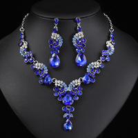 Offre Spéciale de haute qualité robe indienne accessoires bijoux collier boucles d'oreilles couleur cristal femmes ensemble de bijoux de mariée