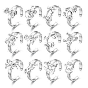 Anillos de Acero Inoxidable a Prueba de Agua, Joyería Antideslustre, Anillo con Signo del Zodiaco de los 12 Horóscopos para Mujeres y Niñas - Product Image 1