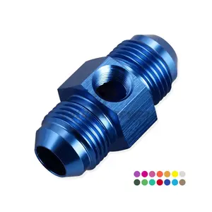 Aluminum Straight AN6 AN8 AN10 with 1/8" NPT Gauge Port Male to Male Adapter Flared Union AN Fitting