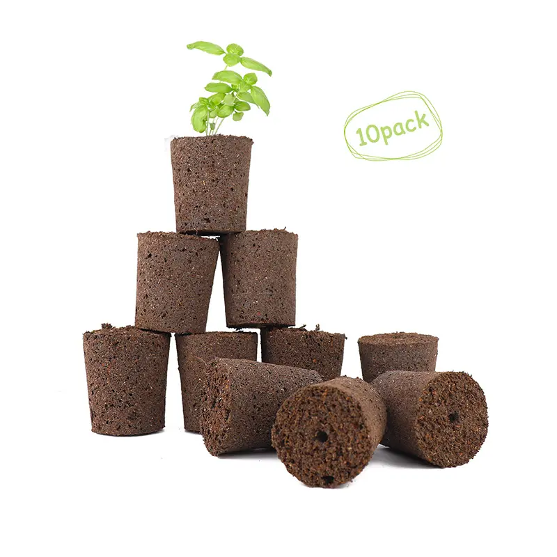 J&C Smart Coco Peat Soil Block with Nutrition 10 Pieces/Set for Growing Organic Fiber Peat Pellets for Seedlings