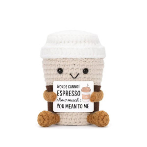Muñeco Amigurumi de Ganchillo Hecho a Mano con Forma de Taza de Café, Juguete Artístico de Apoyo Positivo para Decoración de Pascua, Año Nuevo, Navidad y Graduación - Product Image 6