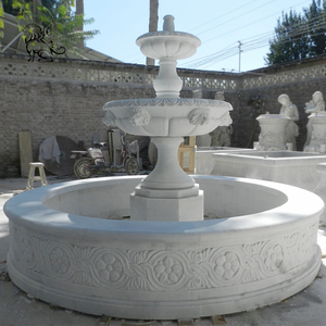 Fuente de agua de piedra tallada a mano de estilo europeo BLVE, fuentes de cascada de jardín de mármol blanco para exteriores a la <span class=keywords><strong>venta</strong></span> - Product Image 2
