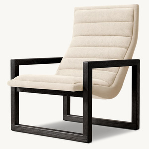 Fauteuil de salon moderne en lin de style américain Rhoohill avec repose-pieds, <span class=keywords><strong>chaise</strong></span> longue en chêne blanc avec cadre en bois massif - Product Image 2