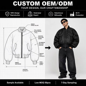 Giacca Bomber Oversize Personalizzata in Stile Streetwear, Cappotto da Volo MA-1 in Nylon Nero per Uomo, Produzione OEM all'Ingrosso - Product Image 3