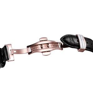 Montre mécanique automatique pour homme, boîtier en or rose, bracelet en cuir noir, bracelet en diamant, cadran lumineux, étanche 5BAR - Product Image 3