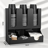 Café Accessoires Commercial En Acier Inoxydable En Plastique Tasse Couvercle Distributeur Café Lait Thé Magasins Bar Comptoir Organisateur 6 Grilles