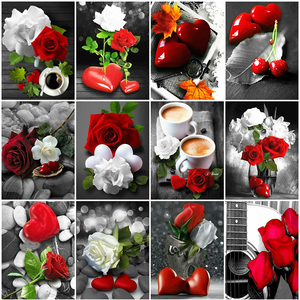 Peinture Diamant DIY Meian en Gros, Motif Rose Abstrait Aquarelle <span class=keywords><strong>sur</strong></span> <span class=keywords><strong>Toile</strong></span> 30x30cm, <span class=keywords><strong>Broderie</strong></span> Mosaïque Artistique pour Décoration Intérieure - Product Image 2