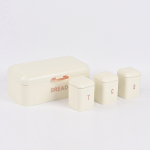 Boîte à pain et bidon en métal blanc pour la maison et la cuisine - Product Image 5