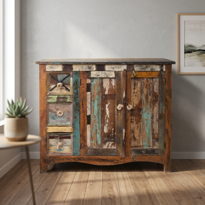 Industrial & Vintage Indian Solid Old Reclaimed Wood Farmhouse Villa Home Storage Furniture Cheap Antique Living Room <b>Cabinet</b> - Product Image 2