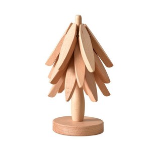 Wooden Xmas Tree Coasters Trivets for Hot Dishes Decorative Christmas Shape Foldable Heat Resistant Mats Crafts Toys Boys Girls - Product Image 5