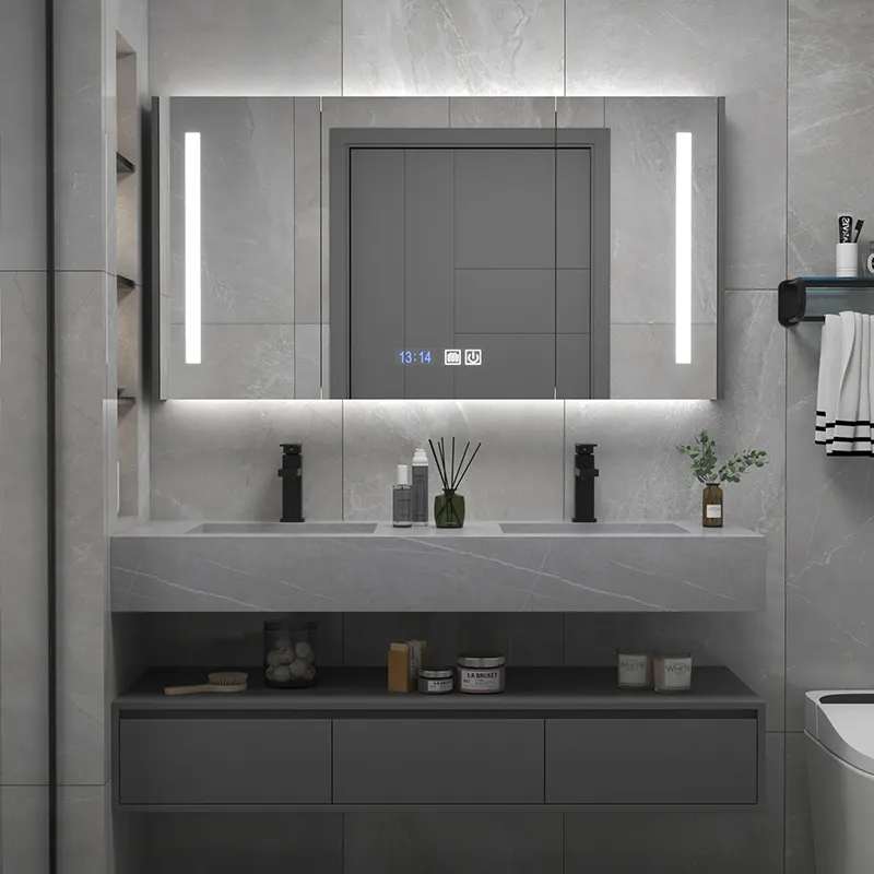 Giá Rẻ Giá hiện đại chiếu sáng lưu trữ tường thông minh gương Vanity Led Gương tủ cho phòng tắm