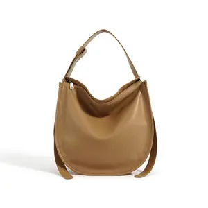 Simple Design Soft Cowhide Leather Large Capacity Handbags For Women Sling Shoulder Daily Tote Bags