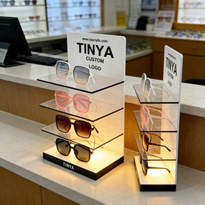 TINYA Présentoir <span class=keywords><strong>de</strong></span> Comptoir Moderne Multi-Niveaux en Acrylique Transparent <span class=keywords><strong>pour</strong></span> Lunettes <span class=keywords><strong>de</strong></span> Soleil et Verres Optiques – Idéal <span class=keywords><strong>pour</strong></span> Magasins <span class=keywords><strong>de</strong></span> Détail - Product Image 1