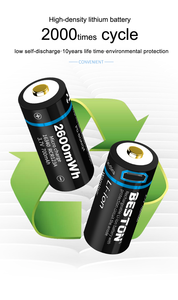 Beston RCR123A 3,7 В USB-C перезаряжаемая литиево-ионная батарея, верхняя <span class=keywords><strong>16340</strong></span> 700 мАч, лучшая цилиндрическая 3,7 В, <span class=keywords><strong>16340</strong></span>-ионная батарея - Product Image 3