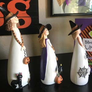 Halloween <b>Witch</b> Resin Statue Set Indoor <b>Decoration</b> Craft Gift For Holiday Party - Product Image 1