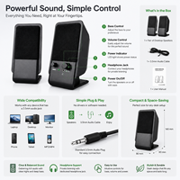 Haut-parleur de jeu actif 2.0 professionnel avec subwoofer puissant pour ordinateur portable/de bureau, accessoire audio USB filaire pour musique et basses