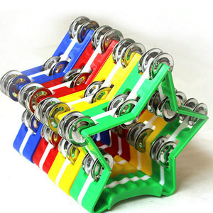 Tambourin en plastique multicolore en forme d'étoile avec 7 grelots métalliques pour la performance des enfants - Vente en gros - Product Image 2