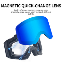 Masque de ski au design unique, OEM, coupe-vent, anti-buée, avec verres magnétiques remplaçables, éponge et sangle ajustables, compatible avec les lunettes de vue