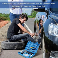 Kit de Herramientas de Reparación de Neumáticos de Coche y Motocicleta de Metal de 68 Piezas, Compatible con Aspiradoras OLIVER, Portátil, 1250g, 1 Año de Garantía