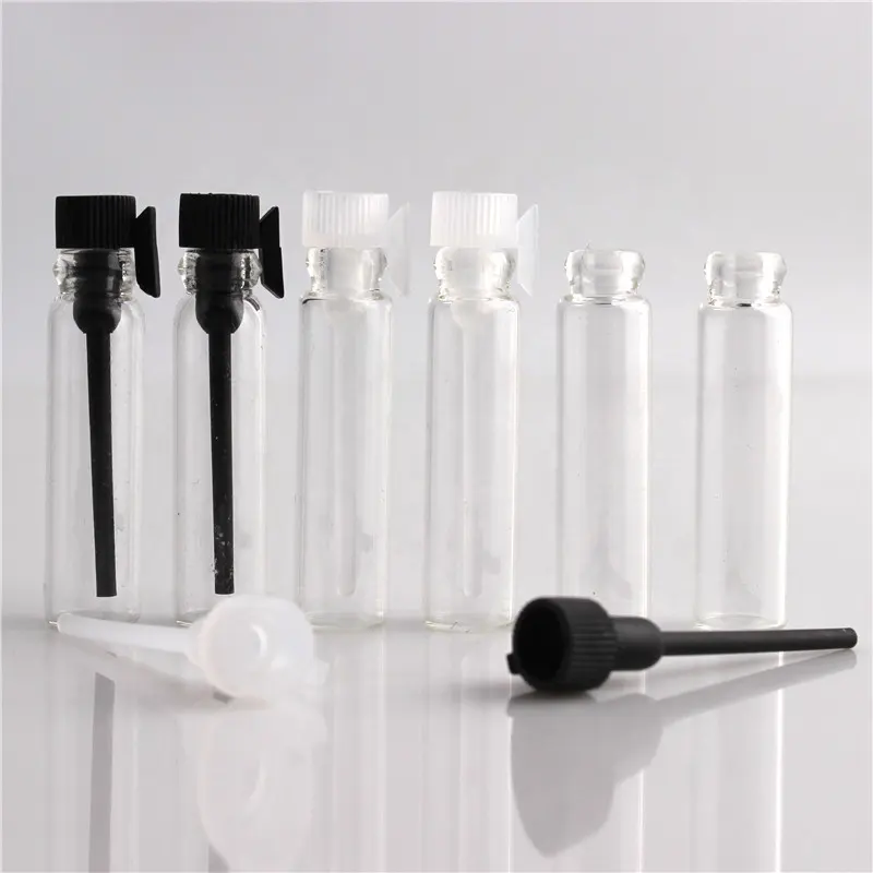 1ML 2ML 3ML şeffaf Mini parfüm cam şişe boş kozmetik şişe örnek Test tüpü ince şişeler