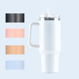 Mug isotherme de voyage et de camping en acier inoxydable de 40 oz avec paille, motif cœur, entrepôt USA - Product Image 2