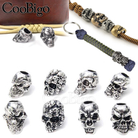 Perle de crâne en métal, perles de squelette, paracorde, breloque Punk, Bracelet, collier, couteau, lanière, accessoires de bricolage en argent