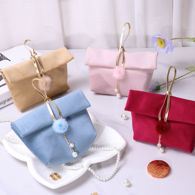 Handle Pearl Portable PU Velvet Sanhao Handmade Fashionable Gift Bag Jewelry Favor for Wedding Birthday Party Gifts Sweet