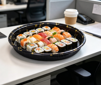Barquettes à sushi jetables en PET de qualité alimentaire, couleur feuille d'or, pour emporter, écologiques, directement de l'usine