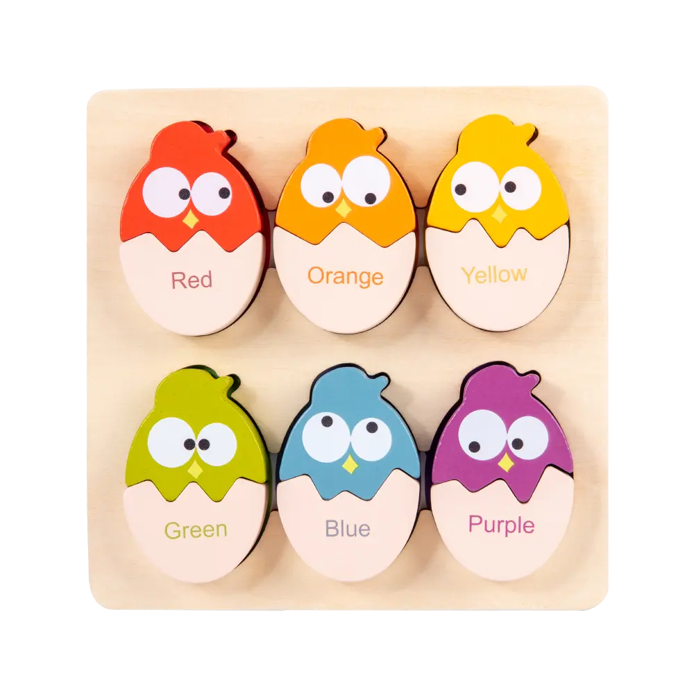 Early Education 3d Egg Shape Color Cognitive Wooden Matching Toy Words Learning Pre-school Kids Montessori Toddler game CE
