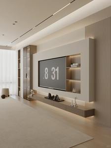 نظام حائط تلفاز حديث بسيط مخصص جدار كامل لغرفة المعيشة حل منزلي كامل - Product Image 1