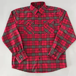 Camisa de Franela a Cuadros de Algodón Casual de Alta Calidad para Hombre, Cuello Alto, Antiarrugas, Transpirable, de Secado Rápido, Tejido Teñido en Hilo, Venta al por Mayor - Product Image 1